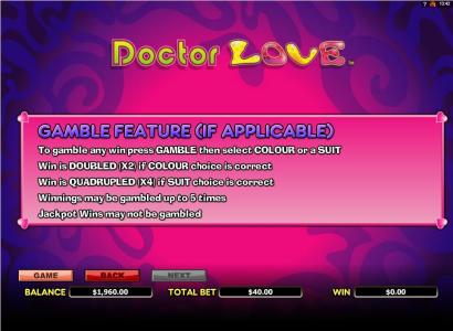 Doctor Love Slot Machine Game Feature Screen