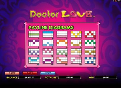 Doctor Love Slot Machine Paylines Screen