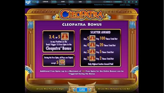 Cleopatra II Slot Machine Cleopatra Bonus Screen