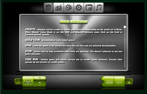 Fresh Fruits Slot Machine Game Controls Screen