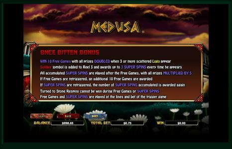 Medusa II Slot Machine Game Rules Screen
