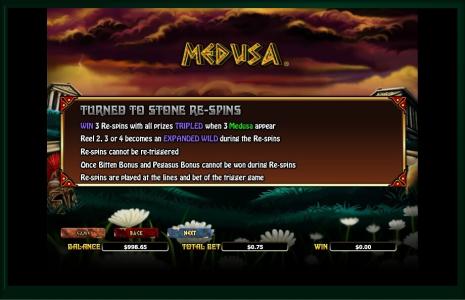 Medusa II Slot Machine Game Rules Screen