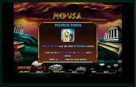 Medusa II Slot Machine Medusa Pegasus Bonus Screen