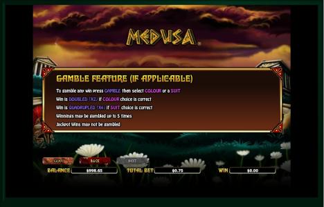 Medusa II Slot Machine Medusa Gamble Feature Screen