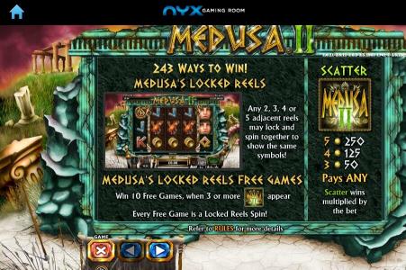 Medusa II Slot Machine Free Games Screen