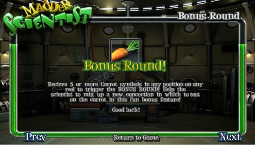 Madder Scientist Slot Machine Bonus Round Screen