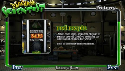 Madder Scientist Slot Machine Reel Spins Bonus Screen