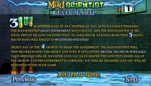 Madder Scientist Slot Machine Scatter Bonus Screen