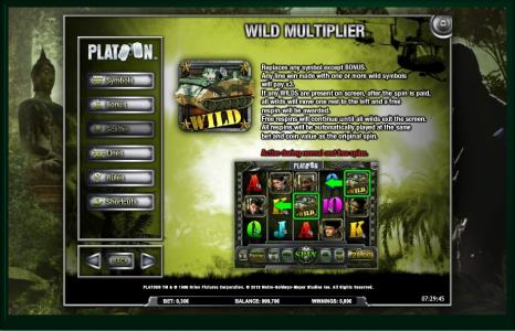Platoon Wild Slot Machine Wild Symbol Screen