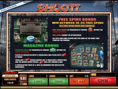 Shoot! Slot Machine Free Spins Bonus Screen