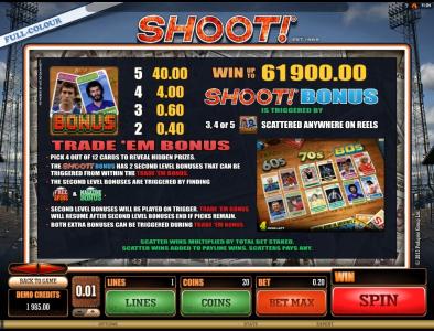 Shoot! Slot Machine Shoot! Bonus and Trade 'Em Bonus Screen