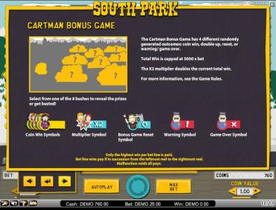 South Park Slot Machine Bonus Game Screen
