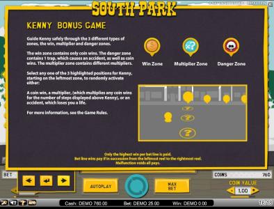 South Park Slot Machine Bonus Game Screen
