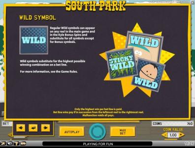 South Park Slot Machine Wild Symbol Screen