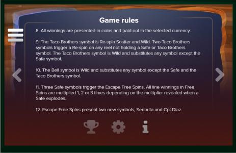 Taco Brothers Saving Christmas Slot Machine Game Rules Screen