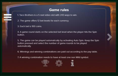 Taco Brothers Saving Christmas Slot Machine Game Rules Screen