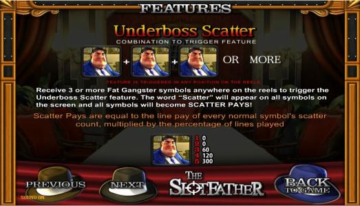 The Slotfather Slot Machine Scatter Awards Screen