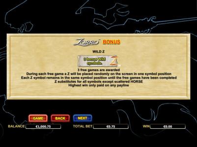 Zorro Slot Machine Free Game Screen