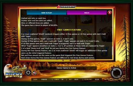 Eagle Bucks Slot Machine Free Games Screen