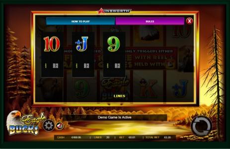 Eagle Bucks Slot Machine Paytable Screen
