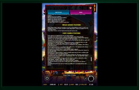 Crazy Goose Slot Machine Paytable Screen