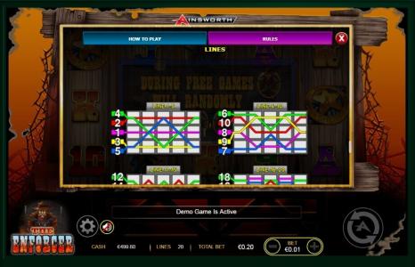 The Enforcer Slot Machine Paylines Screen