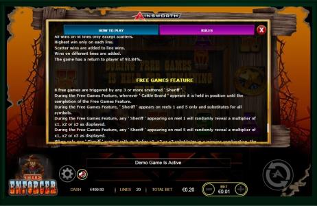 The Enforcer Slot Machine Free Spins Bonus Screen