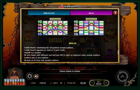 The Enforcer Slot Machine Paylines Screen
