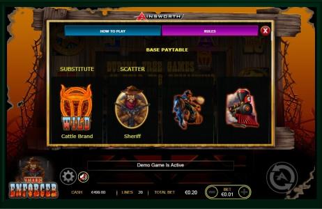 The Enforcer Slot Machine Paytable Screen