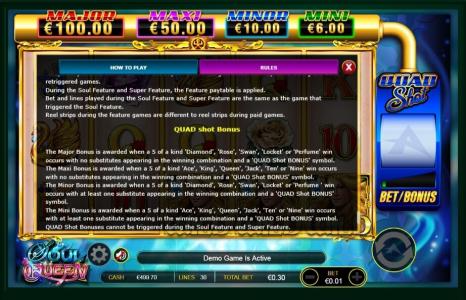 Soul Queen Quad Shot Slot Machine Game Rules Screen