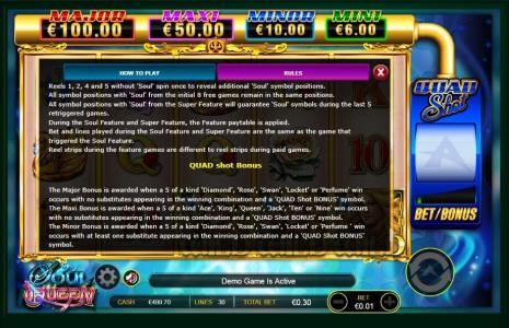 Soul Queen Quad Shot Slot Machine Game Rules Screen