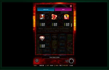 Flying Horse Slot Machine Paytable Screen