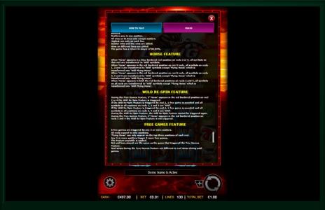 Flying Horse Slot Machine - Free Games Screen