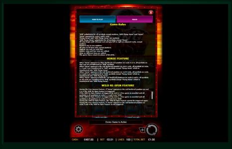 Flying Horse Slot Machine Free Games Screen