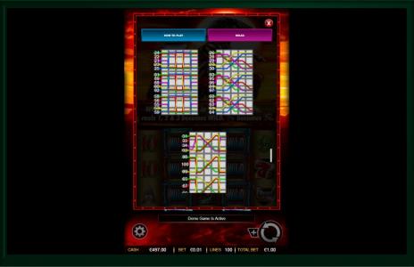Flying Horse Slot Machine Paylines Screen