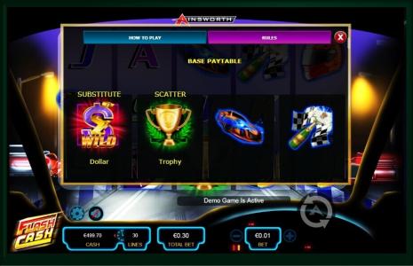 Flash Cash Slot Machine Scatter Symbols Screen