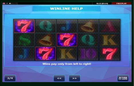 All Ways Win Slot Machine Winline Help and Winning Combinations Screen