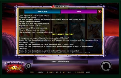 Winning Wolf Slot Machine Free Games Screen