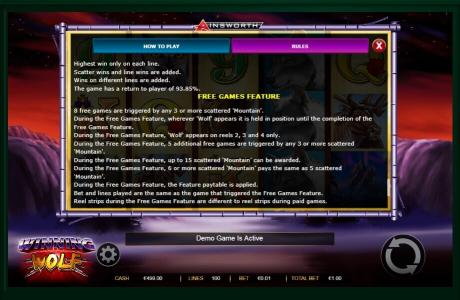 Winning Wolf Slot Machine Free Games Screen