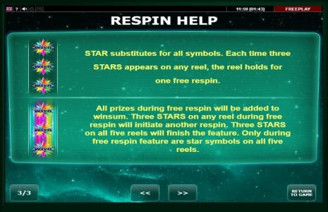 Gem Star Slot Machine Bonus Symbol Screen