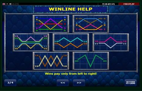 Dragon’s Kingdom Slot Machine Paylines Screen