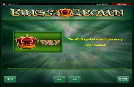 Kings Crown Slot Machine Wild Symbol Screen