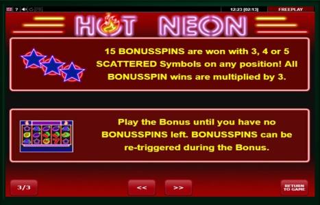 Hot Neon Slot Machine Scatter Awards Screen