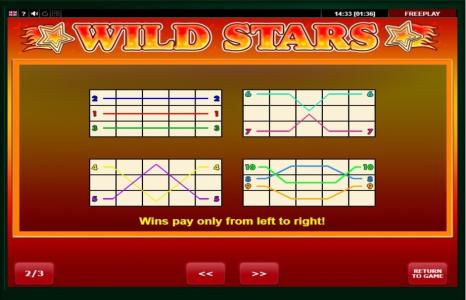 Wild Stars Slot Machine Paylines Screen