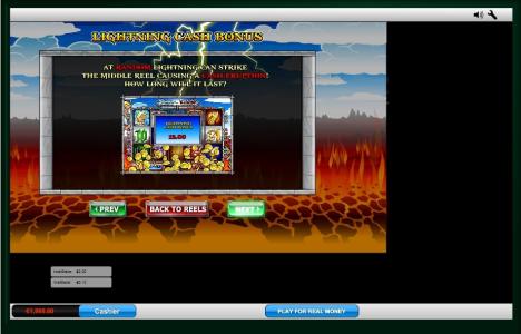 Angel or Devil Slot Machine Lightning Cash Bonus Screen
