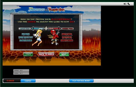 Angel or Devil Slot Machine Play Experience Slider Screen