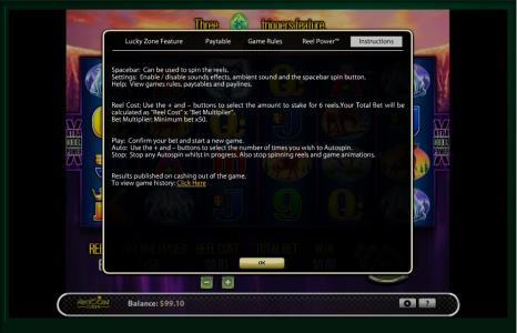 Wolf Moon Slot Machine Instructions Screen