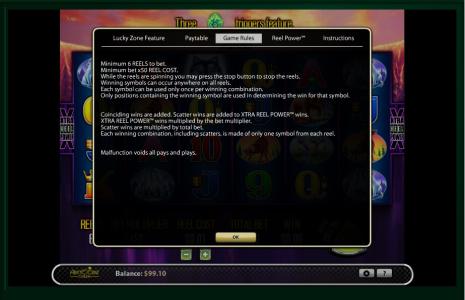 Wolf Moon Slot Machine Game Rules Screen
