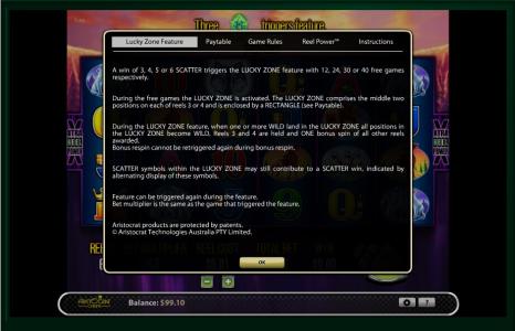 Wolf Moon Slot Machine Lucky Zone Feature Screen