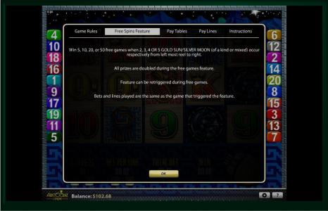 Sun and Moon Slot Machine Free Spins Bonus Screen